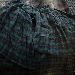 Elegant Green and Red Plaid Skirt